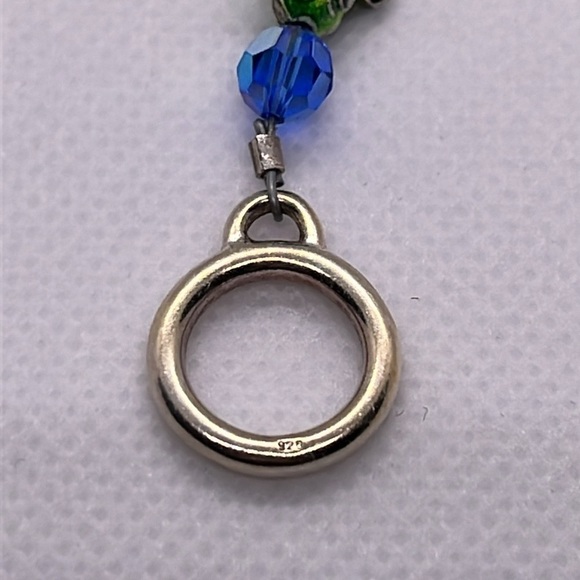 Frog Bracelet Green and Blue 925 Sterling Sliver Toggle Clasp - Picture 4 of 9